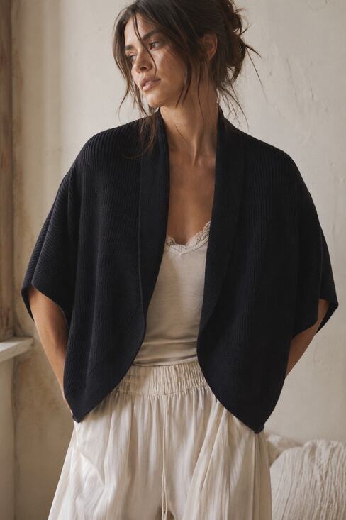 Cos Sweaters - COS | Women’s Wool Knit Ribbed Shrug Drape Front Open Cardigan Casual Loungewear